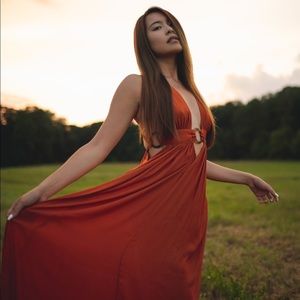 Beautiful coral maxi dress in pristine condition